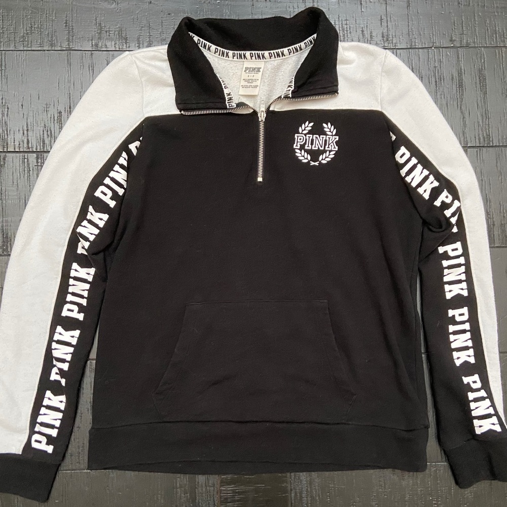 PINK black and white quarter zip jacket